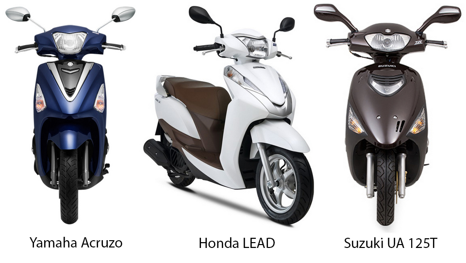 3156059 sosanh4 So sánh bộ ba xe tay ga cho nữa Acruzo Yamaha, LEAD Honda và UA 125T Suzuki